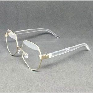 CLASSIC VINTAGE RETRO Style Clear Lens EYE GLASSES Unique Gold Transparent Frame